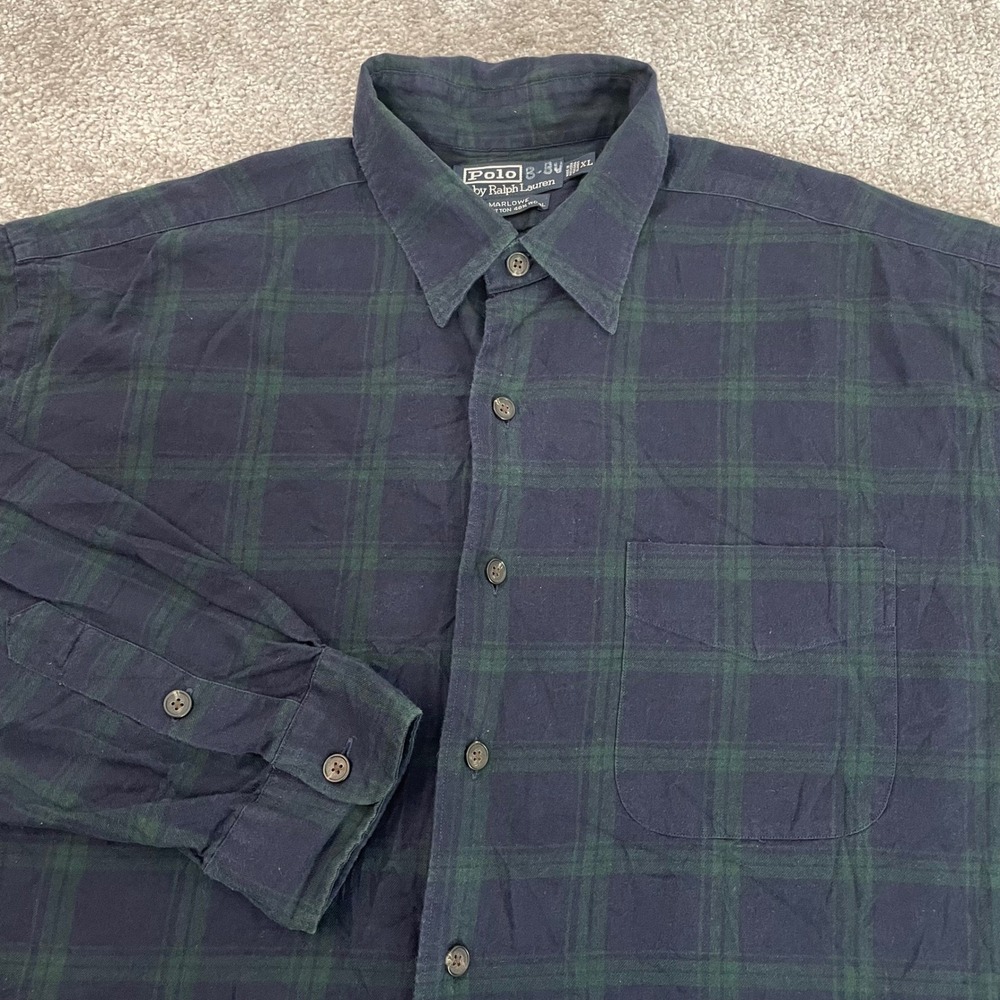 Polo Ralph Lauren Wool Marlowe Mens XL Black Watch Tartan Plaid Button Down